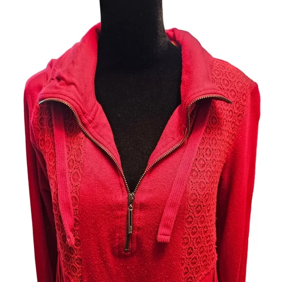 Kensie Red Jersey Knit Dress Draped Sides With Pockets Size Medium - Picture 3 of 9